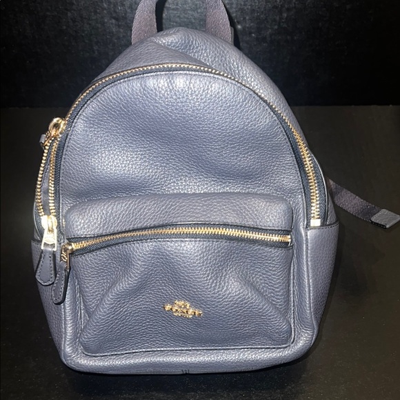Coach Mini Navy Leather Charlie Backpack - Picture 1 of 8